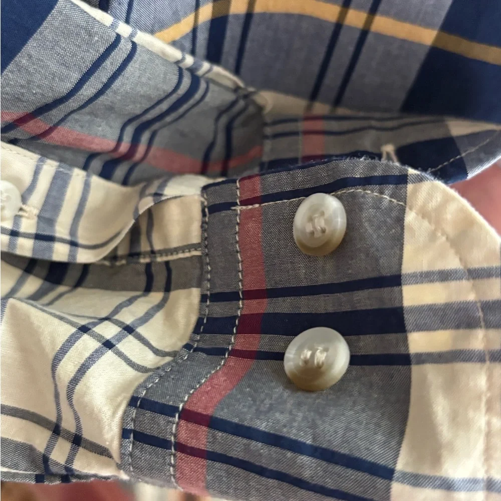 NWT Banana Republic Blue and Yellow Casual Button Down Shirt Sz Small 💯 Cotton